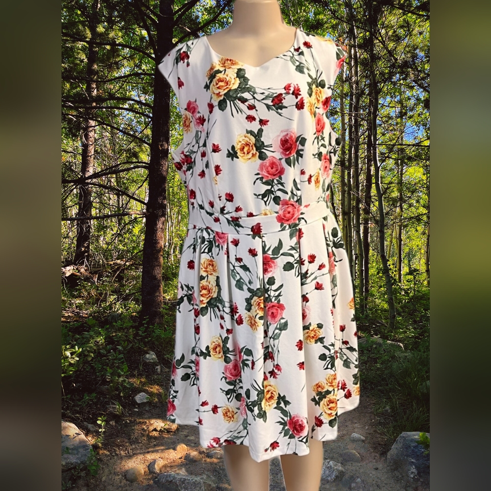 Plus Size Floral open back dress